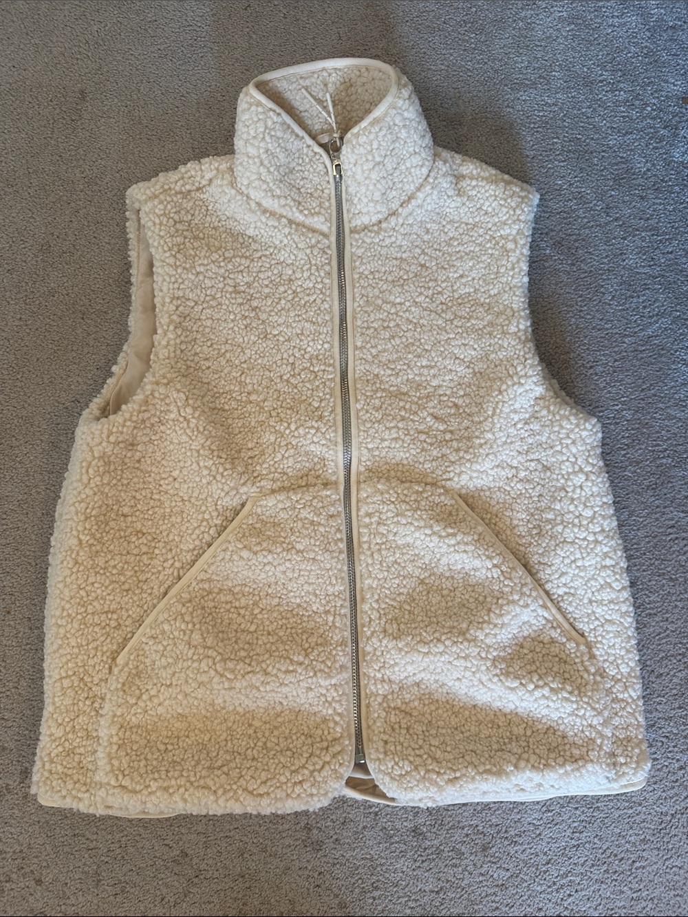 H&M Cream Sherpa-Lined Zip-Up Vest